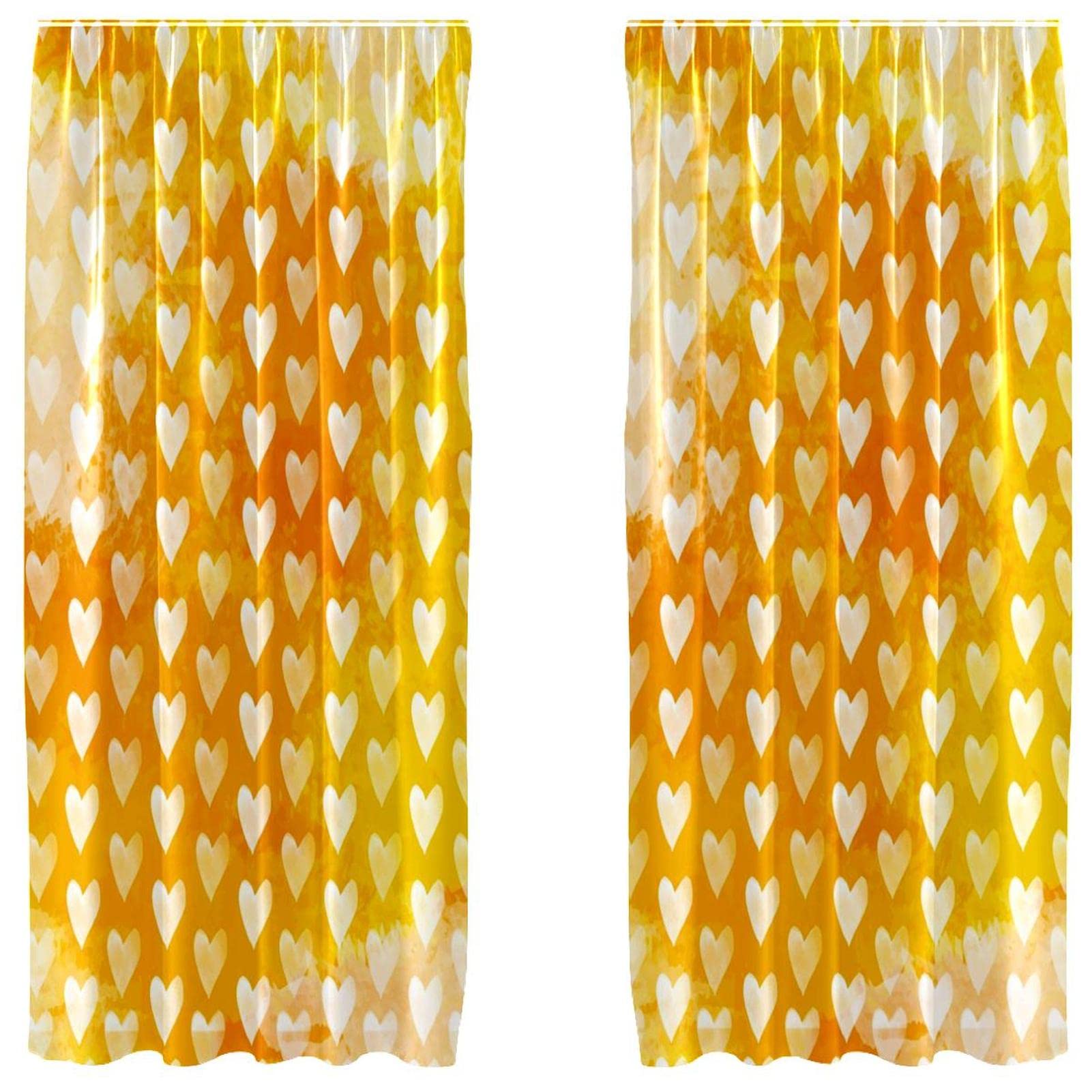 Panneaux décoratifs fenêtre salon et chambre cœurs jaunes 213cm