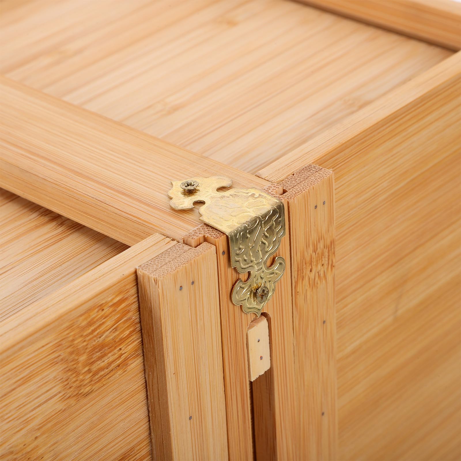 Cesta de Bambú Asa Ajustable para Picnic y Almacenamiento, Caja de Madera para Guardar Postres y Té, Diseño Sencillo y Fácil de Transportar para Uso Familiar