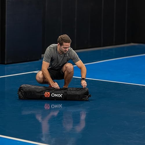 Miniatura 20 de ONIX Pickleball 2 en 1 Juego de red portátil de tamaño reglamentario y red de práctica incluye estuche de transporte con ruedas