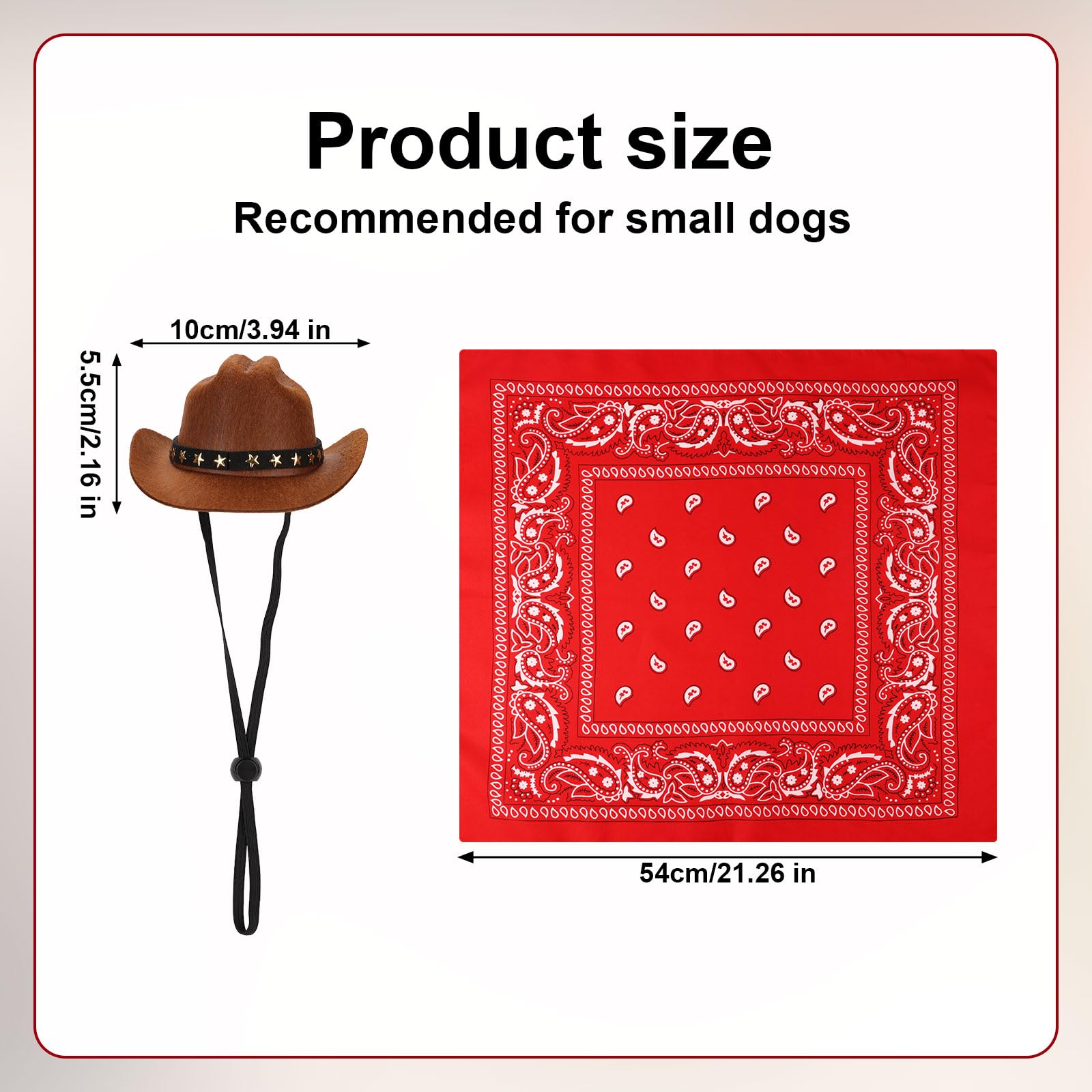Pet Cowboy Costume, Dog Cowboy Costume Dog Cowboy Hat & Dog Bandana Scarf Dog Halloween Costumes Outfit Accessories for Small Cats Dogs Pets (Brown, Red)