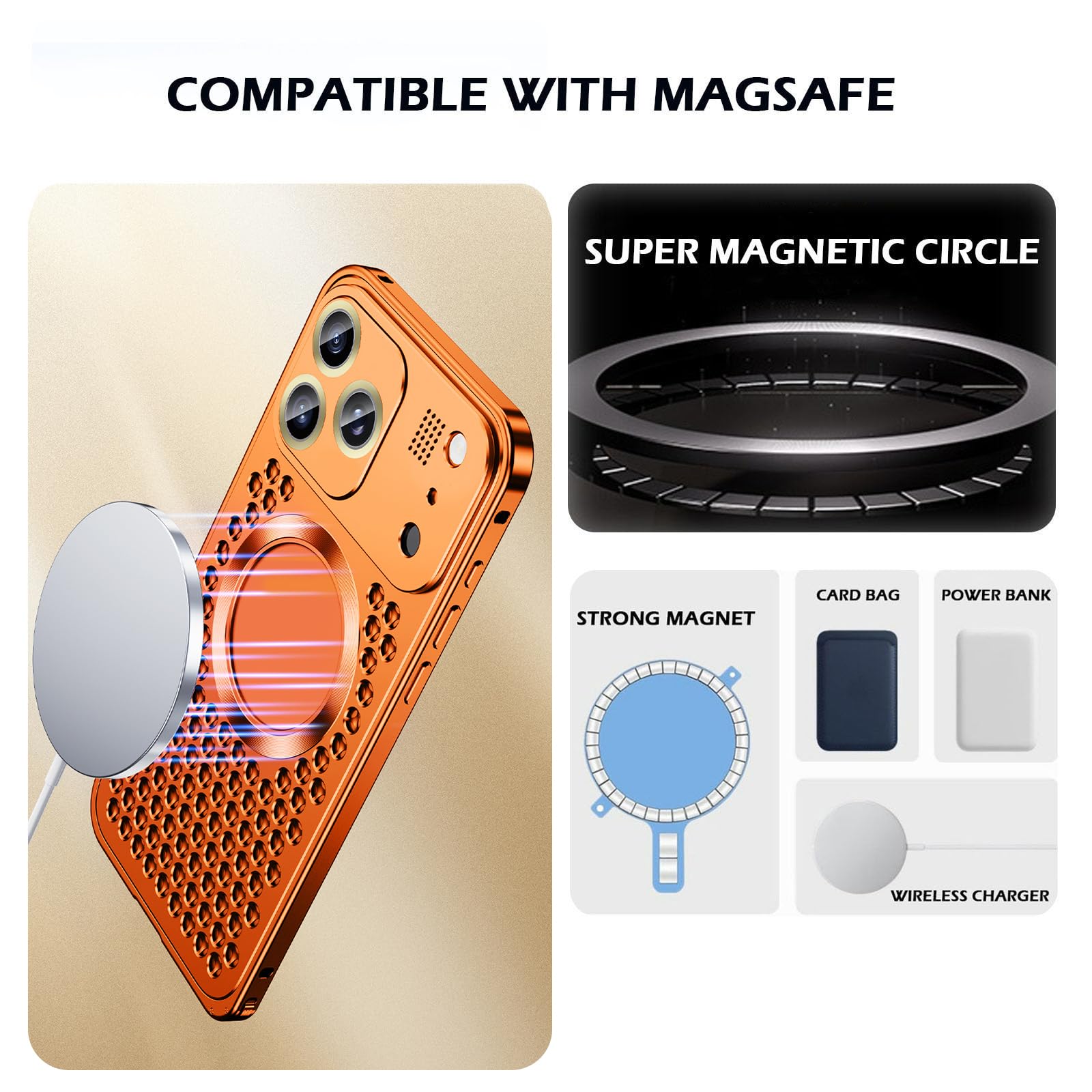 Etui na aromaterapię do iPhone'a 17, kompatybilne z MagSafe, wbudowany zapach oceanu, aluminium, metal, ultralekkie, puste, pełne pokrycie, ochrona aparatu, szare