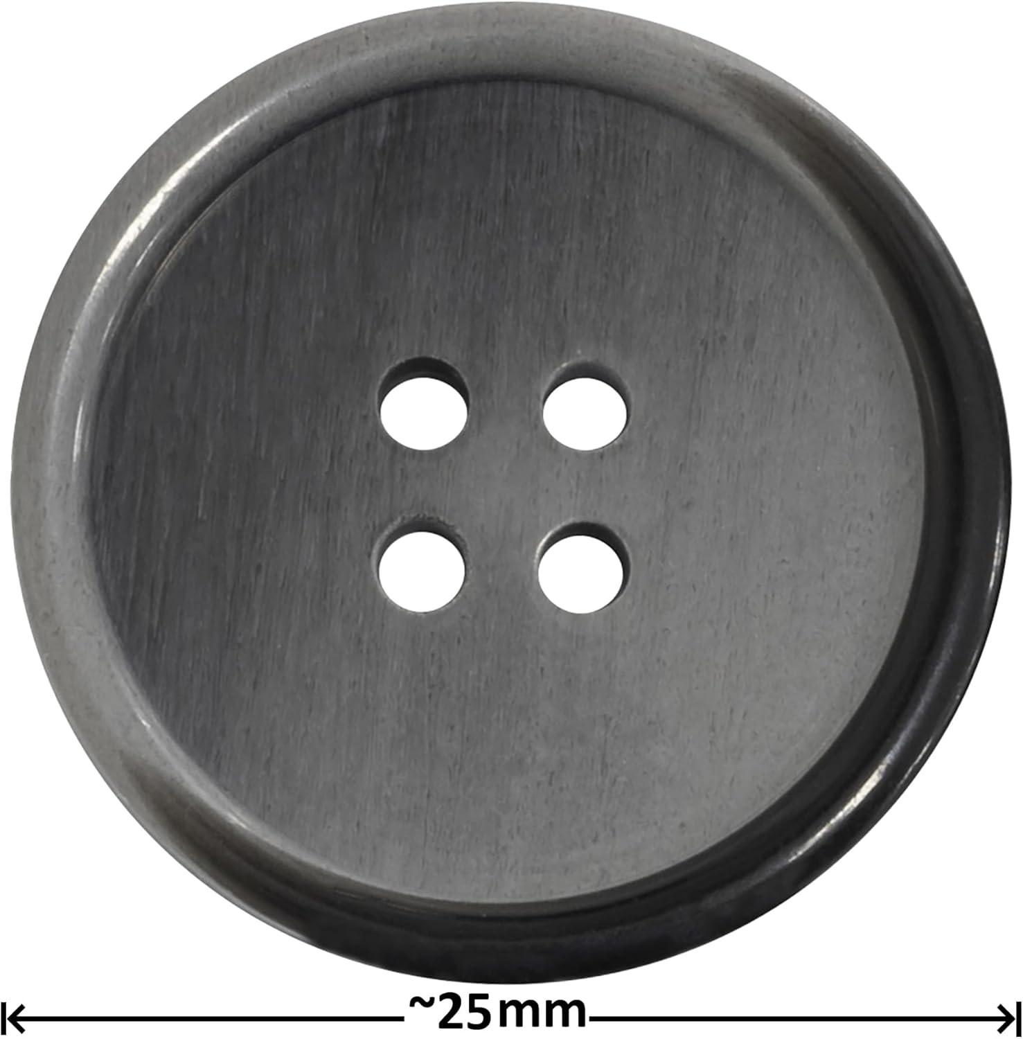 AERZETIX - C74162 - Set of 10 round sewing buttons Ø25x3mm with 4 holes 40L L40 with edge - black coloration - in plastic - opening 2 mm - fashion haberdashery sewing clothing decoration