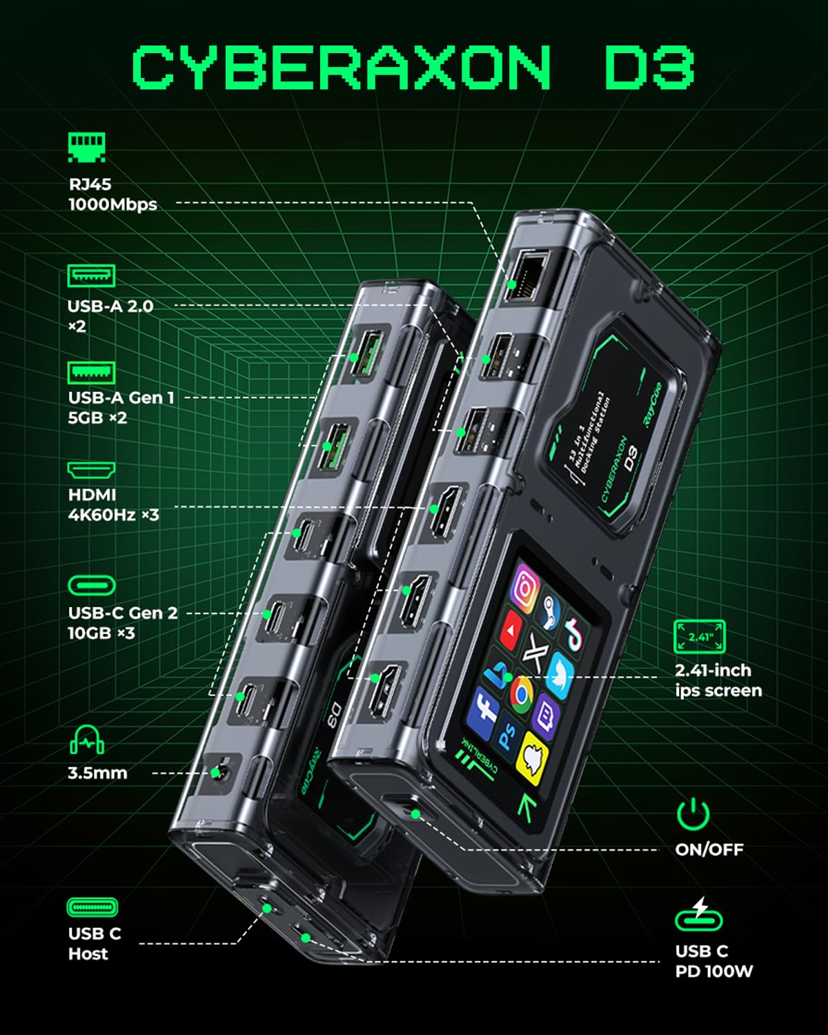 〇Db右1110 未使用 ドッキングステーション CyberAxon D3 〇Db右1110 未使用 ドッキングステーション CyberAxon D3