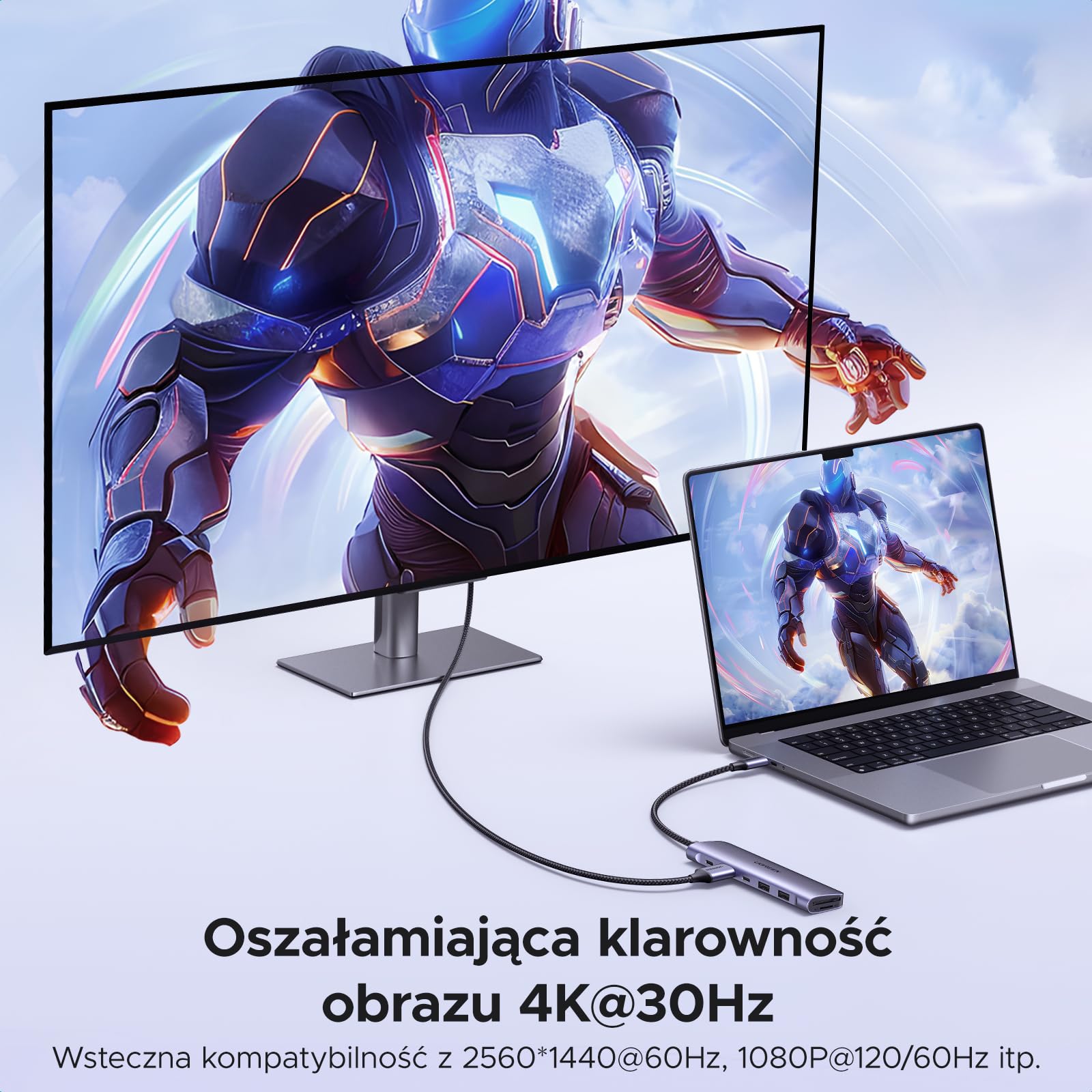 UGREEN Hub USB C z 4K HDMI, 100W PD, USB C i 2 portami danych USB A 3.0, adapter SD/MicroSD USB C Kompatybilny z MacBook Pro/Air, iPad Pro/Air, Surface Pro/Go, Galaxy S23/Tab, Steam deck itp.