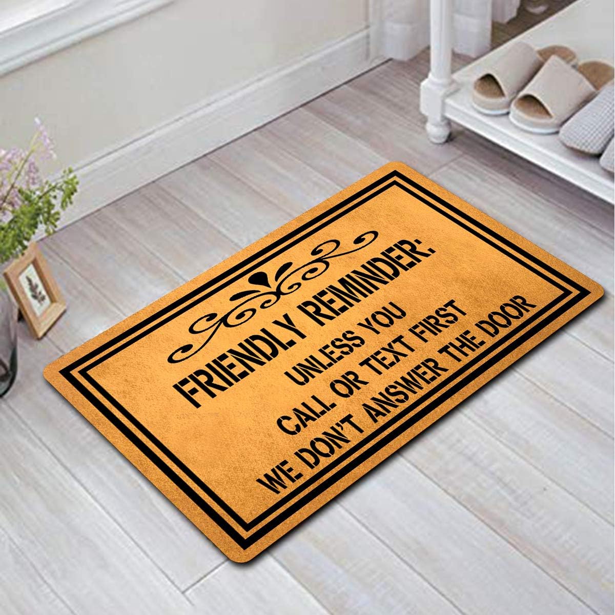 Funny Welcome Mats Friendly Reminder Unless You Call Or Text First Anti-Slip Door Mats for Entrance Way Indoor Mat/Rubber Mat/Personality Rugs Kitchen Rugs and Mats 18"(W) x 30"(L)