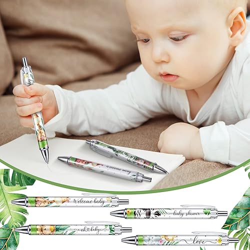 Miniatura 4 de Chuangdi 24 bolígrafos de animales para baby shower, bolígrafos retráctiles a granel, tinta negra con regalos para invitados, suministros escolares