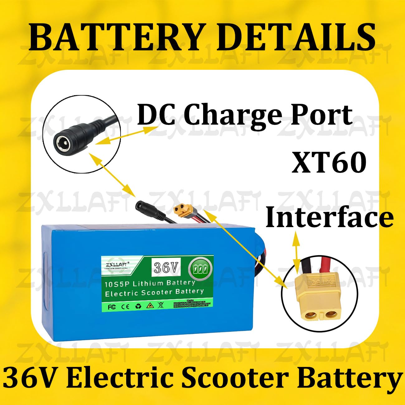 Batteria al Litio per Monopattino Elettrico 36V Batteria e-Bike 10S5P Batterie di Ricambio Batterie Ricaricabile Scheda di Protezione BMS Integrata con Caricabatterie