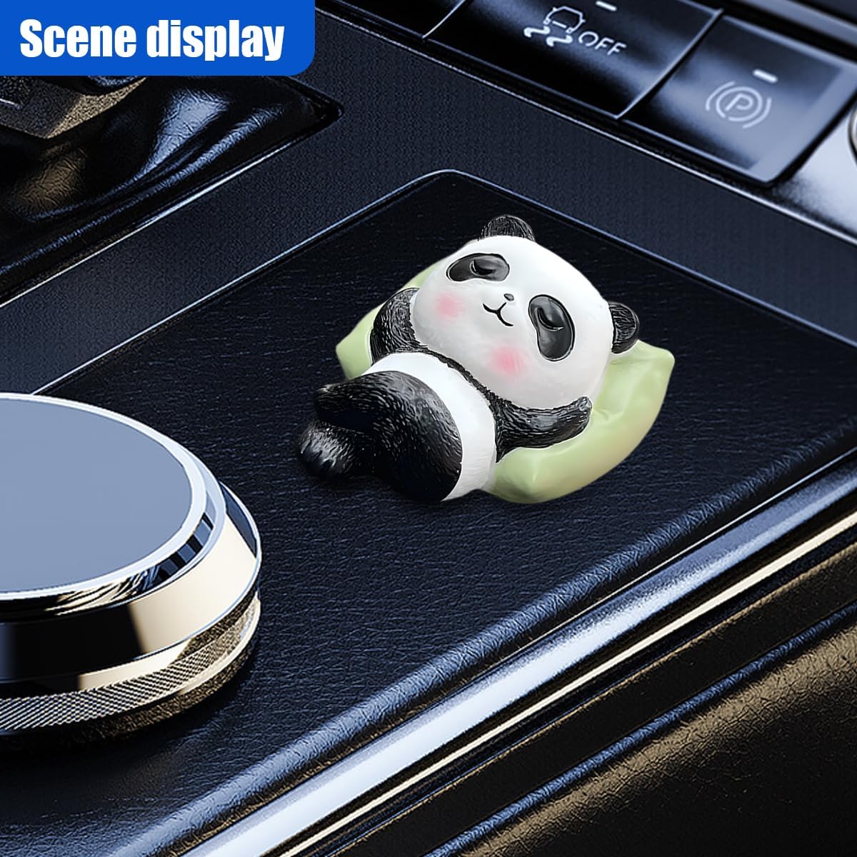 ZIMISI Cute Panda Car Dashboard Decorations, Funny Rear View Mirror Accessories, Mini Car Decorations for Women, Vehicle Dashboard Ornament Accessories for Home, Office (Panda) image 3