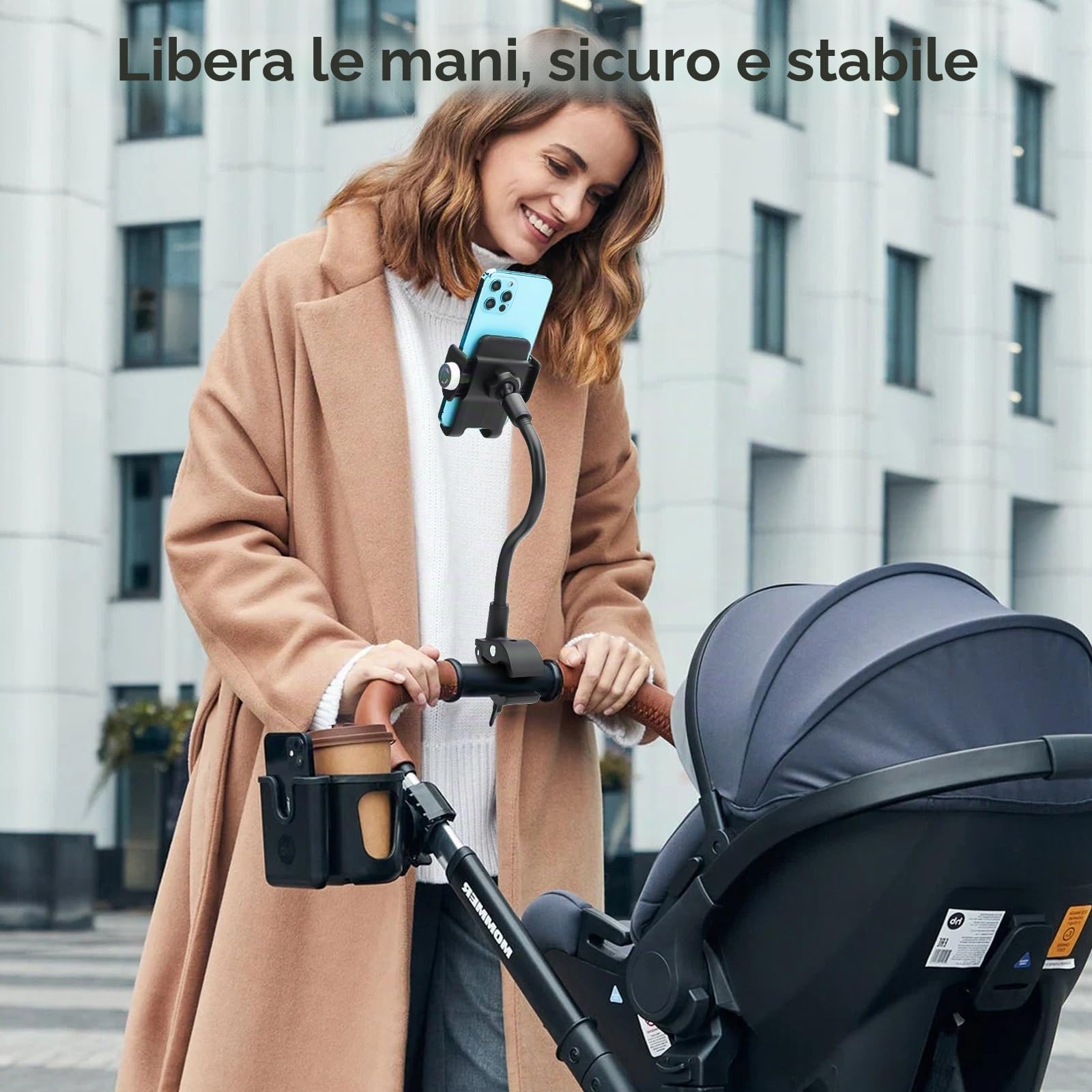 EEEKit Supporto universale per telefono da manubrio per sedia a rotelle, supporto per microfono, bici da ciclismo, compatibile con smartphone da 4,7 a 7 pollici