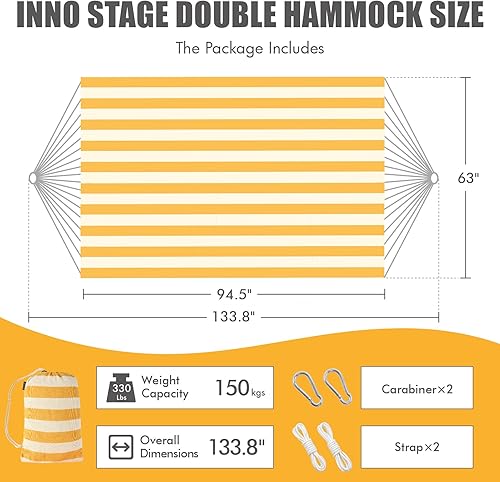 Miniatura 2 de INNO STAGE Hamacas dobles brasileñas  Hamaca tejida para dos personas colgante cama de campamento para patio, patio trasero, porche, uso en