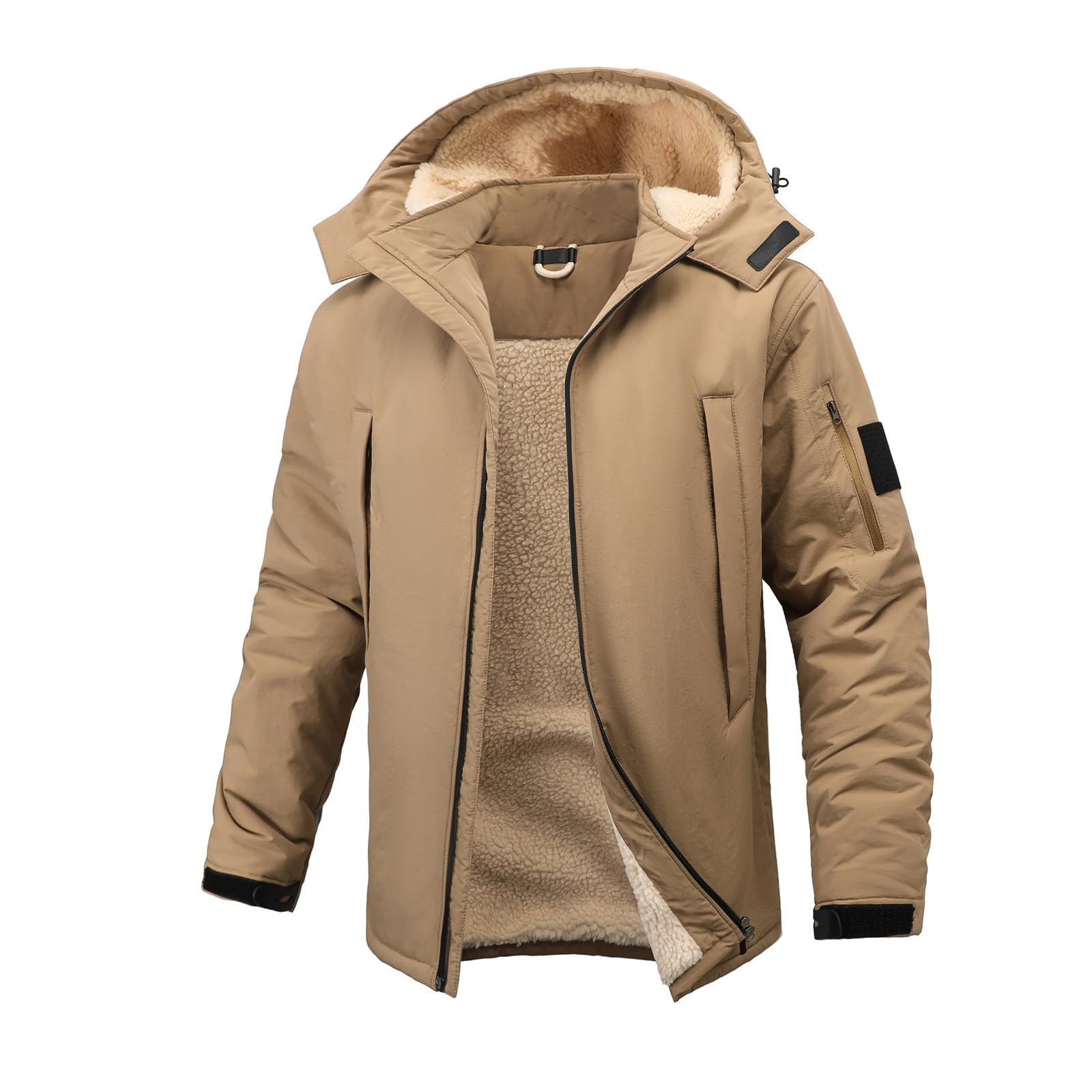 Forro Polar Hombre Tallas Grandes - Chaqueta de Forro Polar Grueso con Capucha, Bolsillos Delanteros, Cremallera Completa, Abrigo Suave y cálido para Exteriores.