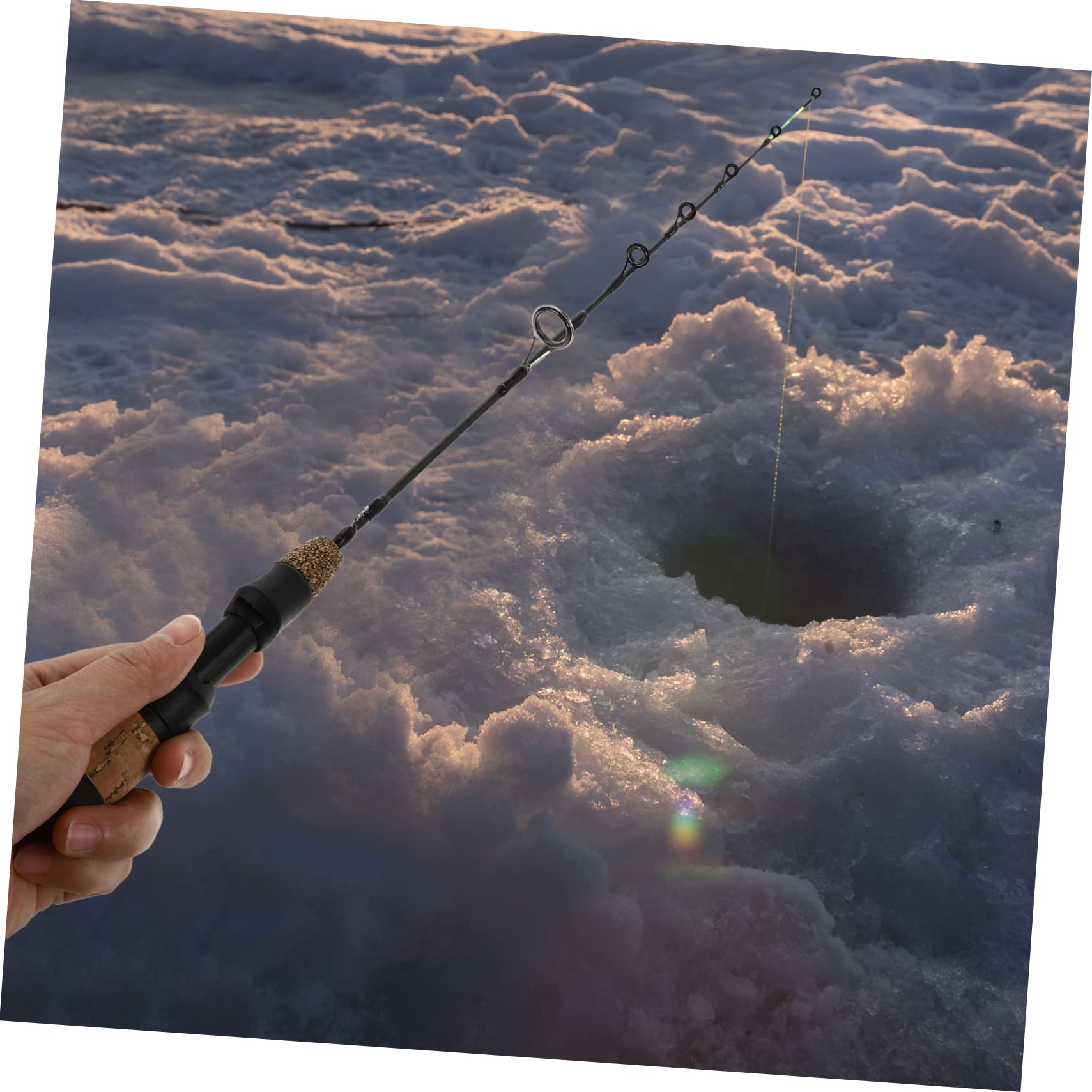 POPETPOP Caña De Pescar Ergonómica De 3 Piezas para Hielo Señuelo De Carbono De Postes Ligera Y Resistente para La Pesca De Camarones.
