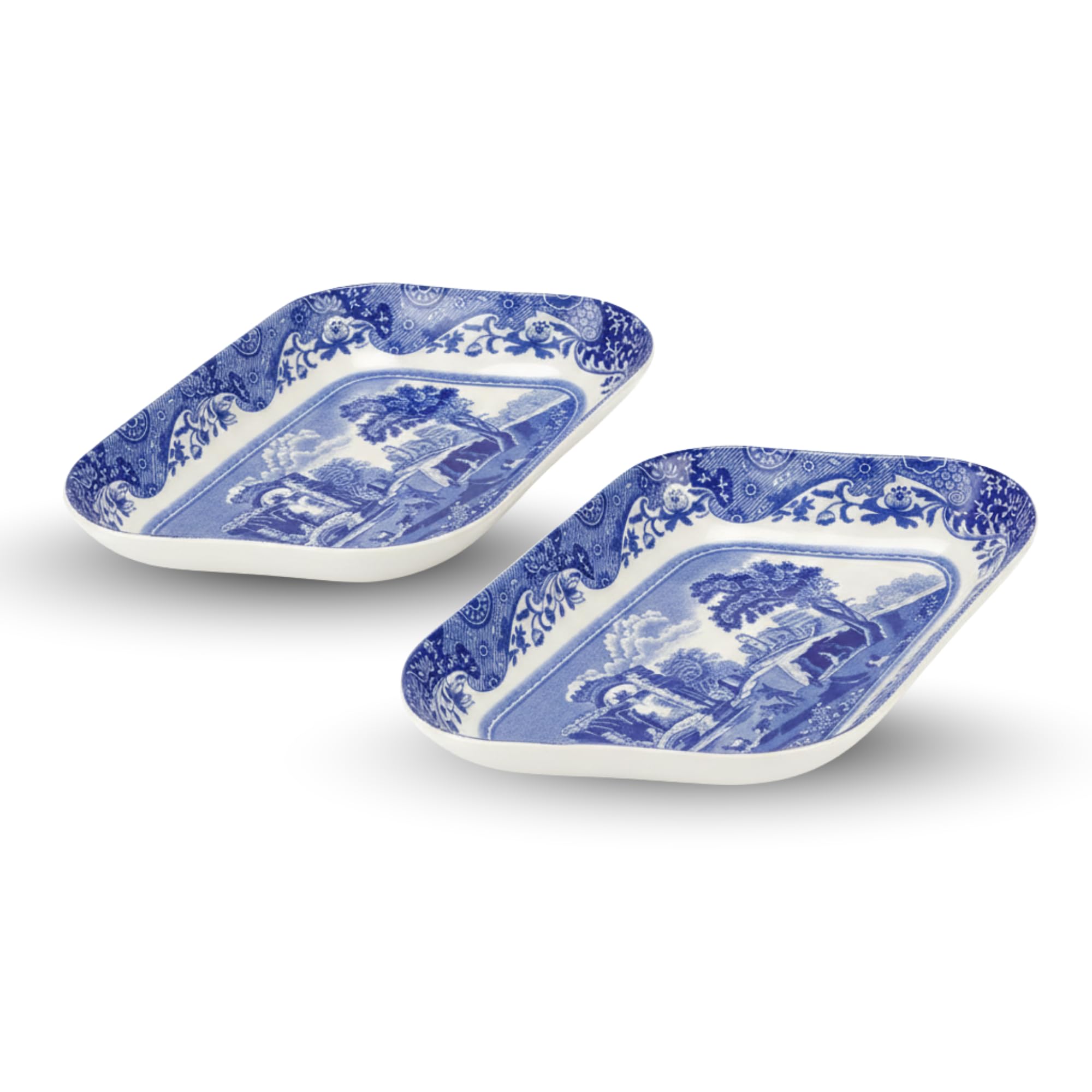 Spode Blue Italian Pickle Dishes, Set of 2