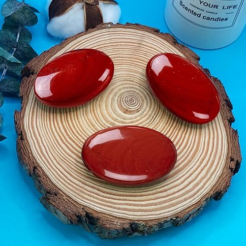 Miniatura 4 de Piedra de palma de jaspe rojo de 2.4 pulgadas con efectos curativos y calmantes, cristales curativos de masaje caliente, piedra de preocupación para
