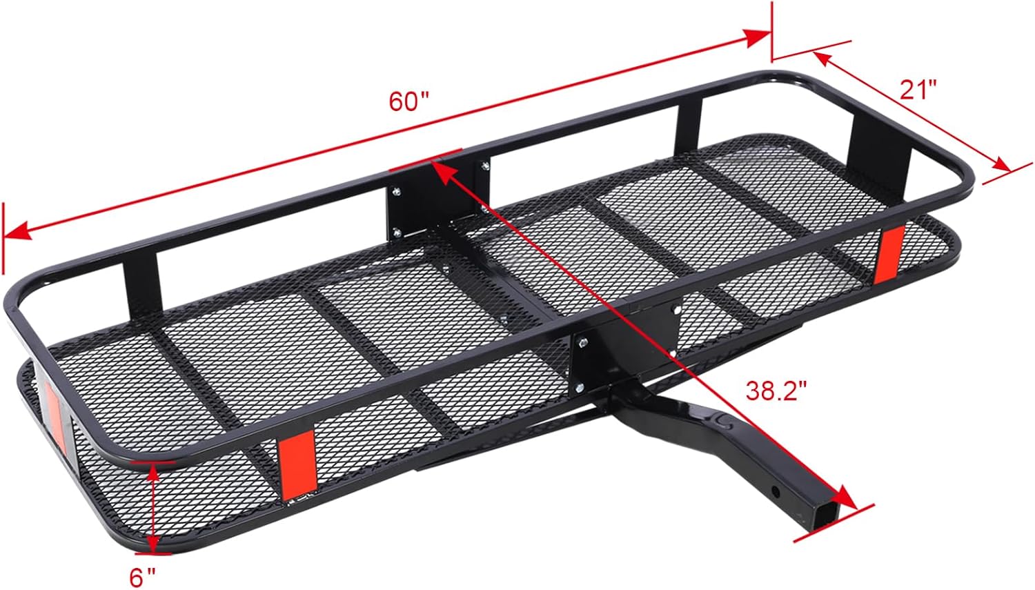 60" x 21" x 6" Hitch Cargo Carrier Basket with Waterproof Cargo Bag (56"x20"x20") Vehicle Tray Mount Luggage Rack Folding Rear SUV Platform Metal Storage Heavy Duty Gear Holder for 2" Receiver Black
