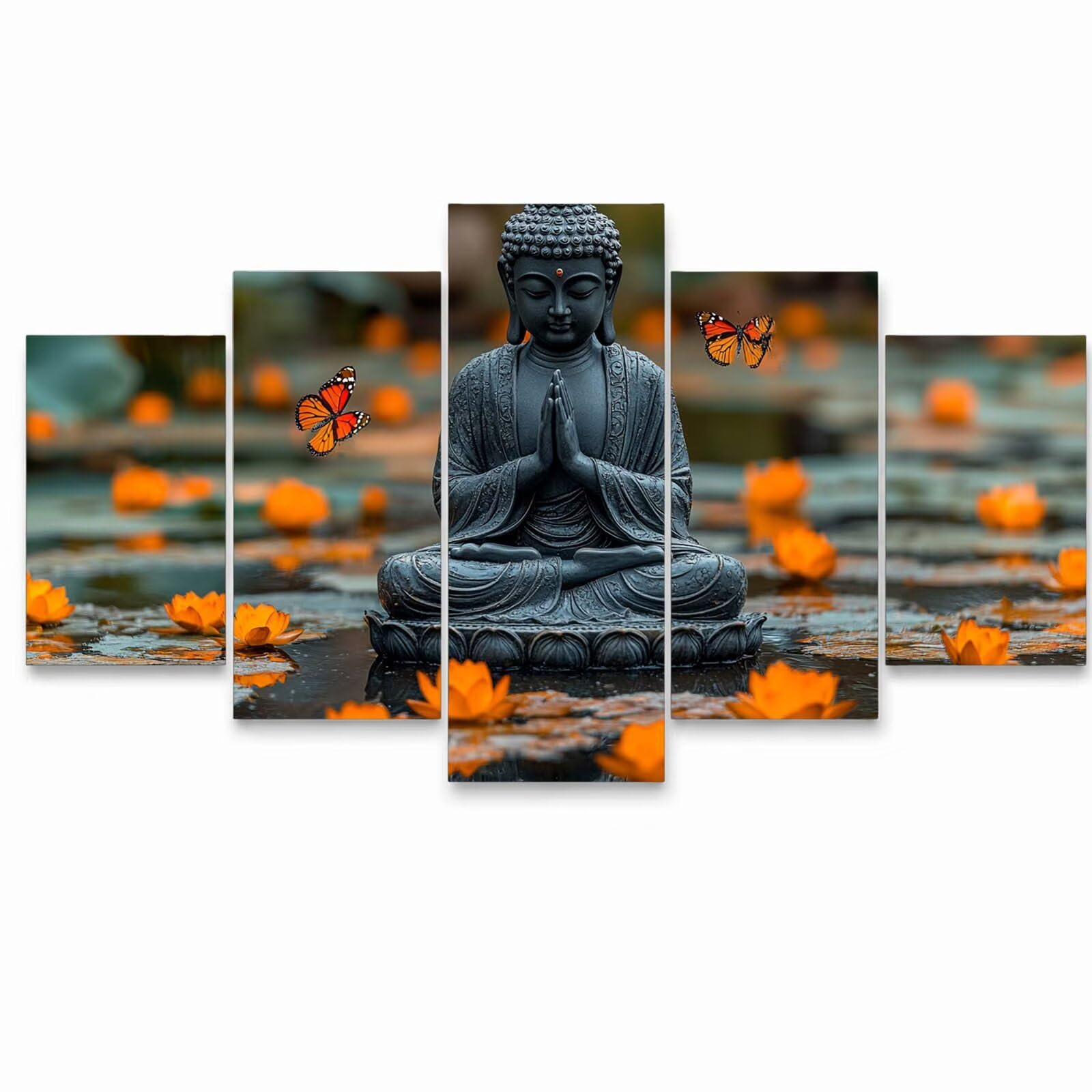 5 Pack Leuchtend Malen Nach Zahlen Erwachsene Zen Drei Größen YCBZ-5456 | DIY Set Erwachsene mit Pinselset Acrylfarben Set Fünf Leinwand zum Bemalen Schmetterling Deko Wohnzimmer Geschenke für Frauen
