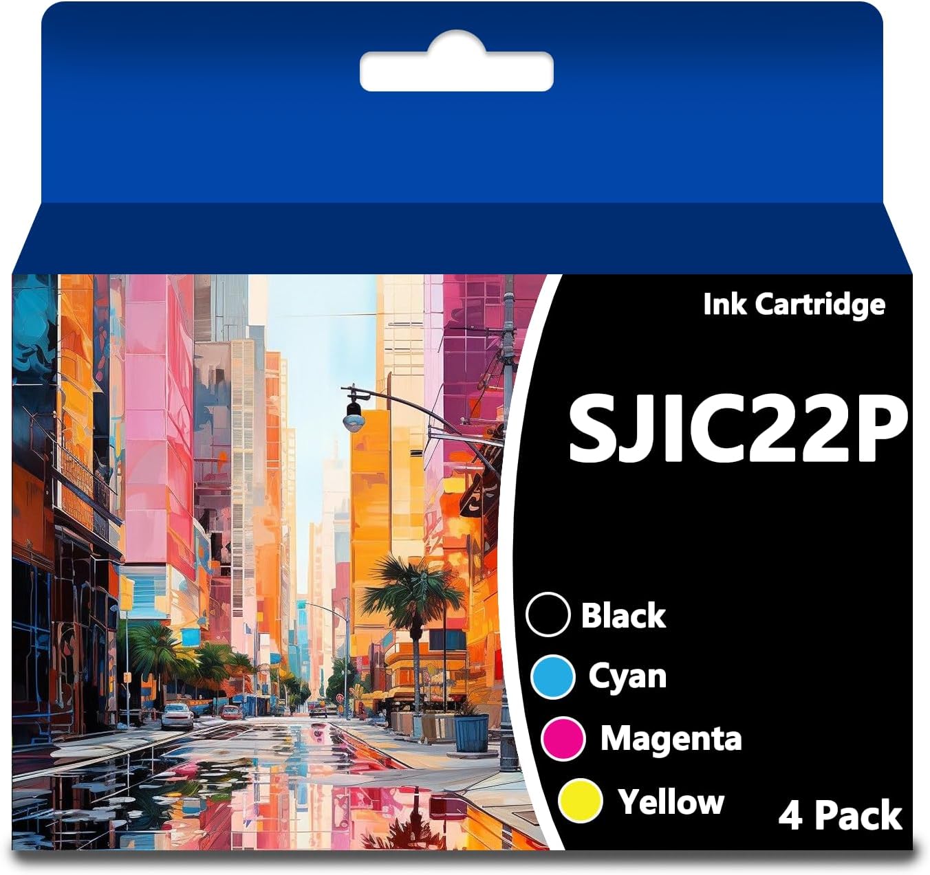 Remanufactured SJIC22P Ink Cartridge SJIC22P K SJIC22PY SJIC22PM SJIC22P C Replacement for Kit for TM-C3500 Colorworks C3500 C3510 C3520 Printer (4 Packs，Black，Yellow,Magenta,Cyan)
