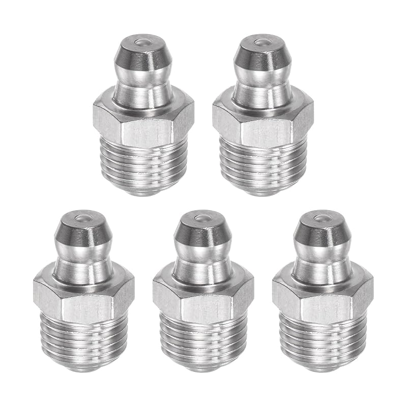 uxcell Engraxadeira Reta de Aço Inoxidável 304 com Rosca M10 x 1 mm, Conexão Hidráulica, 5 unidades