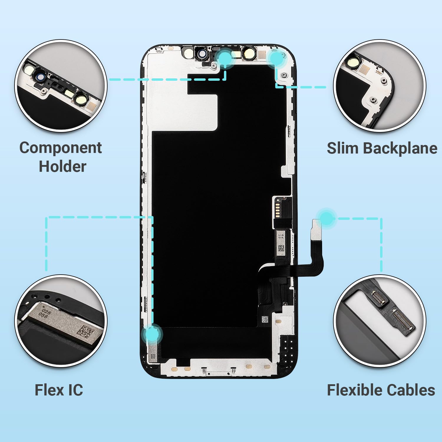 per iPhone 12/12 Pro Schermo di ricambio, display LCD Full HD da 6.1 pollici e digitalizzatore touch completo con kit di riparazione, nastro impermeabile, protezione schermo in vetro temperato