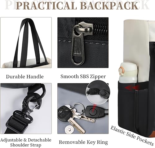 Miniatura 7 de NEWHEY Mochila para mujer, mochila convertible para mujer, mochila universitaria, mochilas casuales, Negro -, Moda