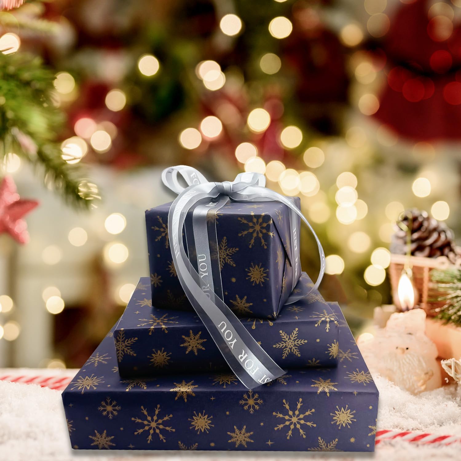 Noël Cadeau Papier 44Cm X 15M Recyclé Kraft Rouleau D'Emballage Papier