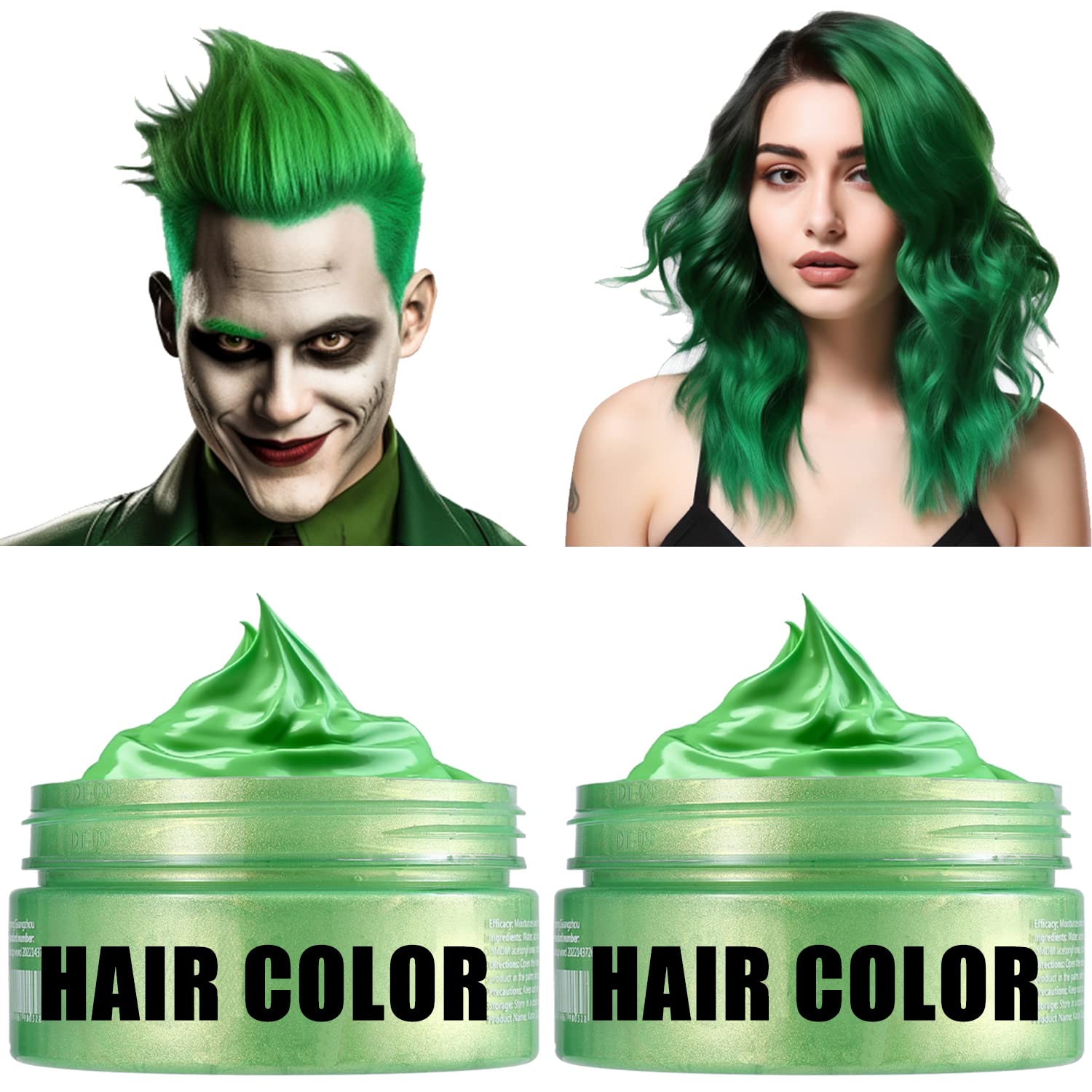 2 Pack Green Temporary Hair Color Wax, Hair Color Wax for