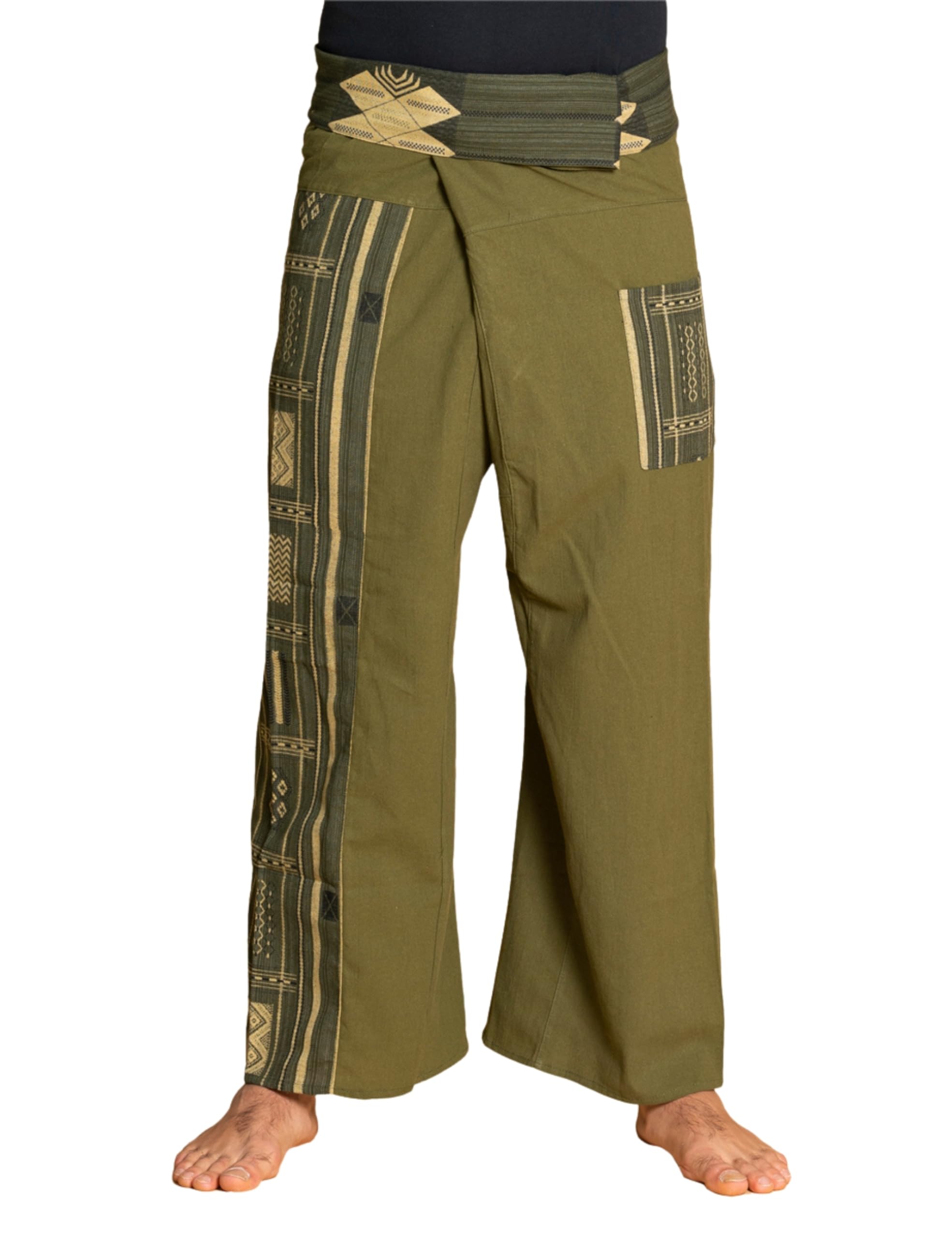 Panasiam Unisex Olive Green Fisherman Pants Beam, Olive-Green, Xl