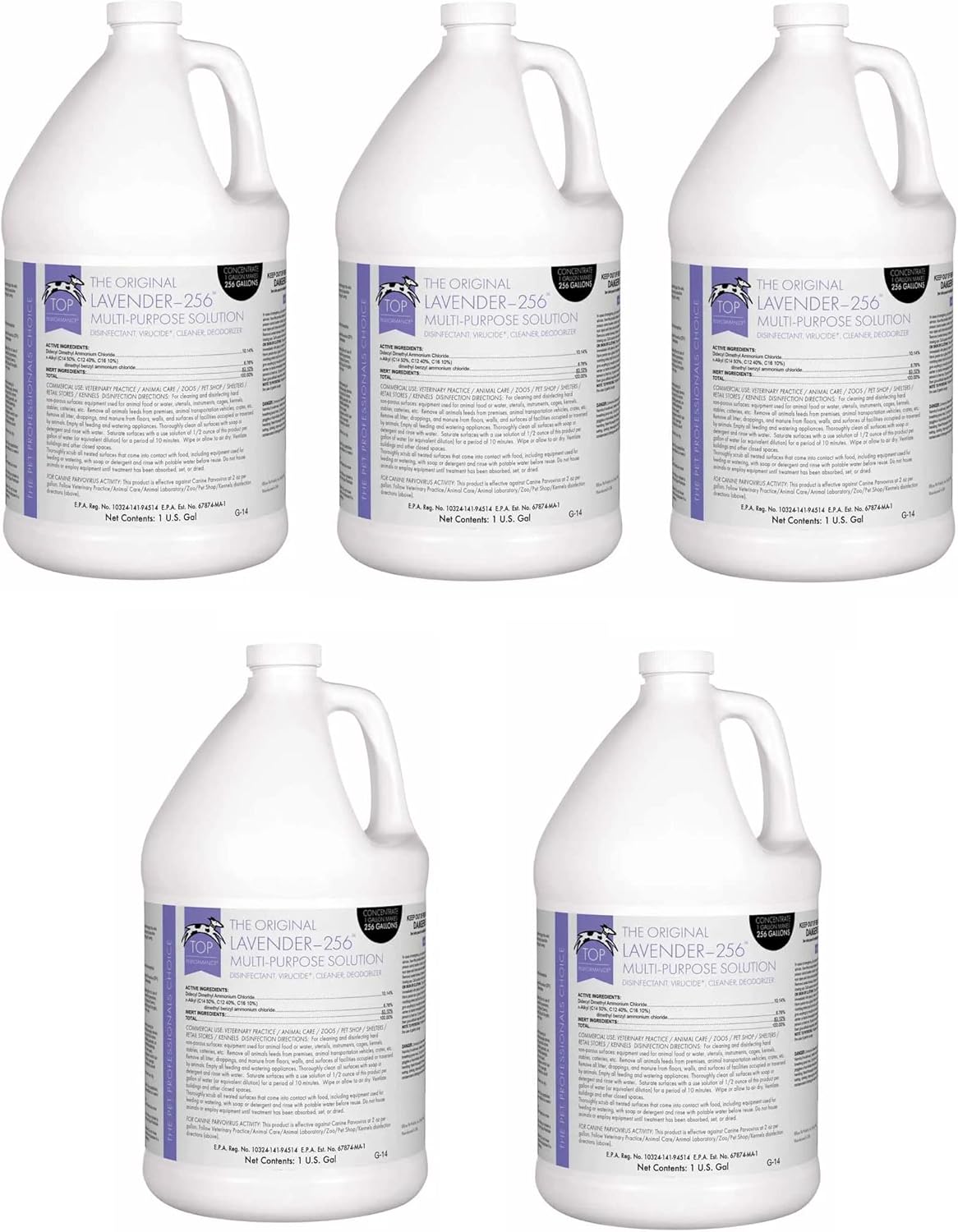 MPP Kennel Disinfectant High Concentrate Dog Pet Wash 5 Gallon Savings Pack 256 to 1 (Lavender)