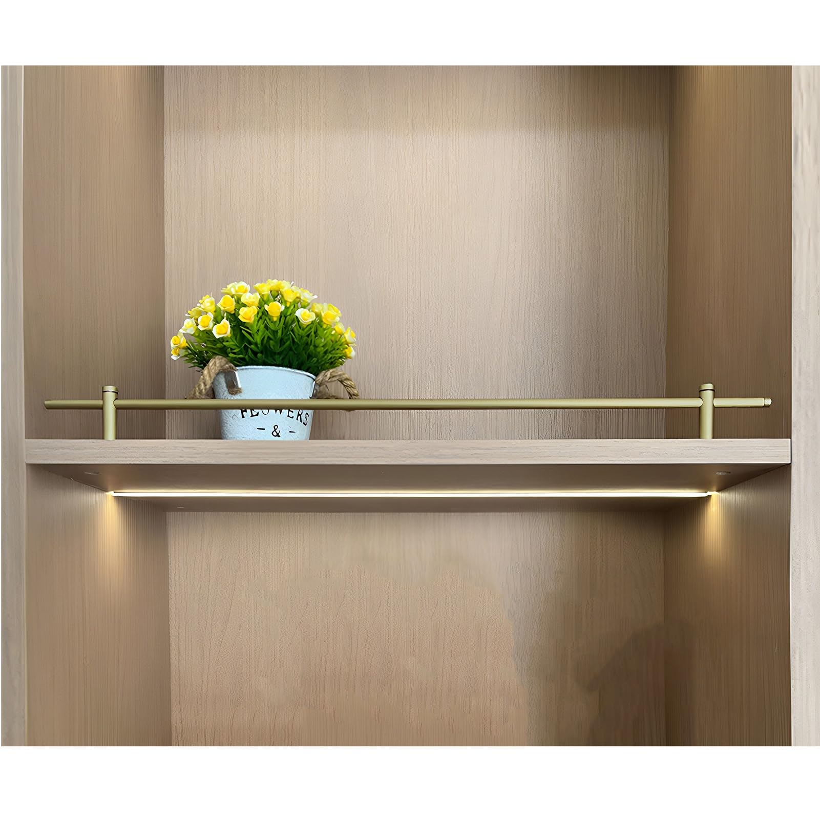 Generisch 8er-Pack goldene Metall-Regalschienen – Stabile runde Aluminiumrohr-Barrierestangen für Bücherregale, Schuhregale, Küchenschränke – Einfache Montage, 99 cm Lange dekorative Stangen
