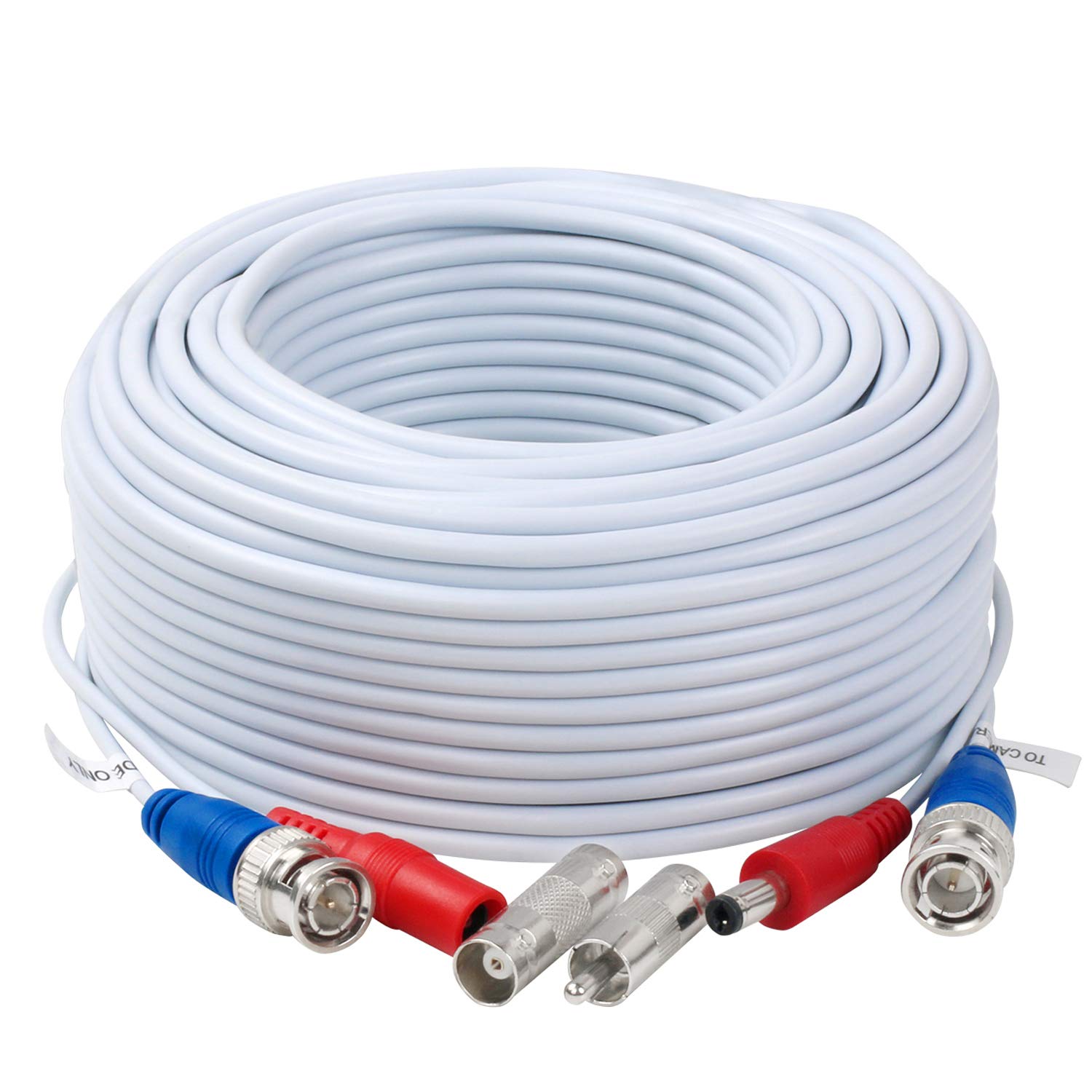 Kabel zasilający wideo BNC, 2 sztuki, przewód do kamery bezpieczeństwa wideo ze złączami do kamery CCTV, DVR, system nadzoru