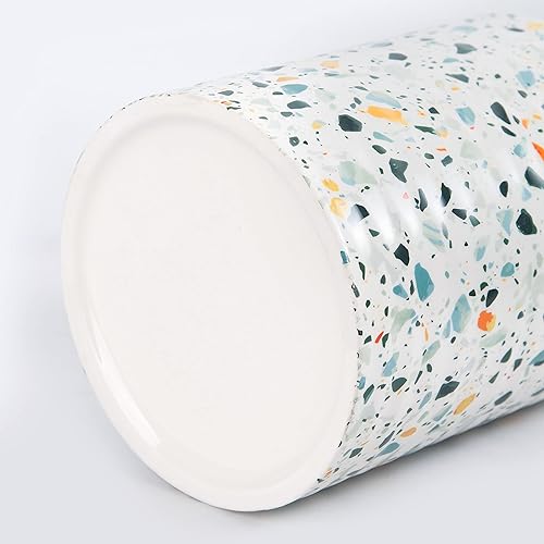 Miniatura 5 de Soporte para utensilios de cocina, 7.2 pulgadas, extra grande, estable, con patrón de mármol de terrazo, organizador de utensilios para encimera,