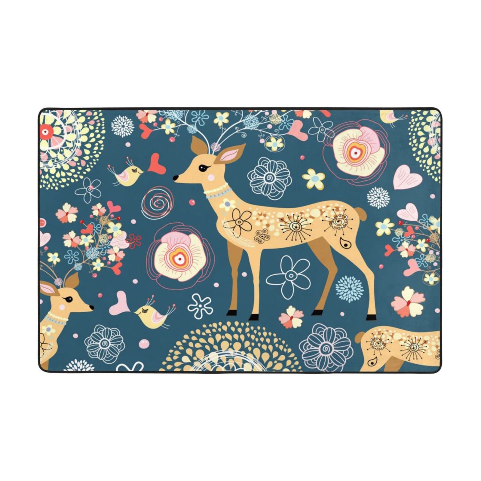 Tapis en flanelle moelleuse cerf pour déco de chambre et grand salon moderne