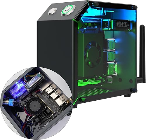 Yahboom Jetson - Funda para Jetson Nano Orin Nano Orin NX Super Heat Metal Mini Protect Case con ventilador de refrigeración Antena RGB Light (OLED