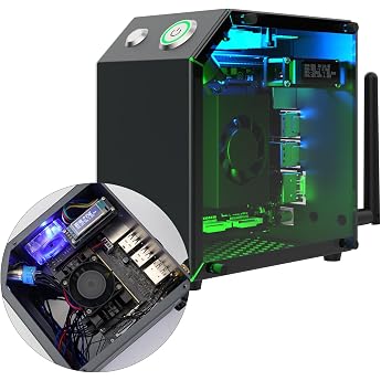 Yahboom Case for Jetson Nano Orin Nano Super Orin NX Super Xavier NX TX2-NX Heat Dissipation Metal Mini Protect Case with Cooling Fan Antenna RGB Light OLED Screen