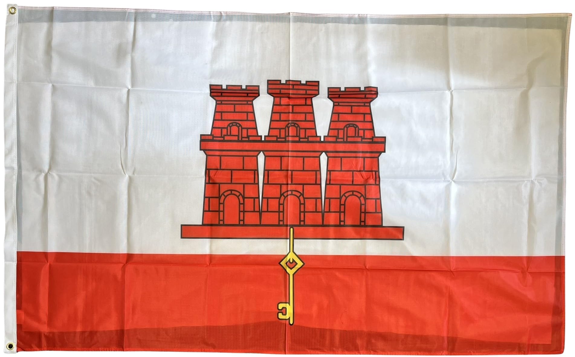 NWFlags Gibraltar Flag 5ft x 3ft | Outdoor Heavy 110d Knitted Polyester | 5x3 Gibraltan Heavy Duty Strong Flag for Garden Flagpole with 2 metal eyelets