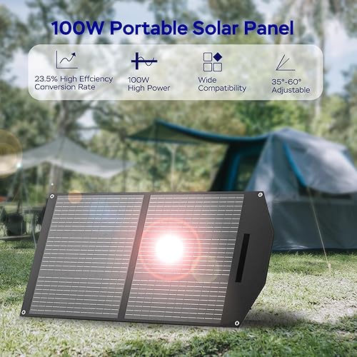 Miniatura 2 de MARBERO Panel solar portátil de 100 W, cargador de panel solar plegable de 100 vatios para estación de energía, dispositivos USBCC salida de 18 V