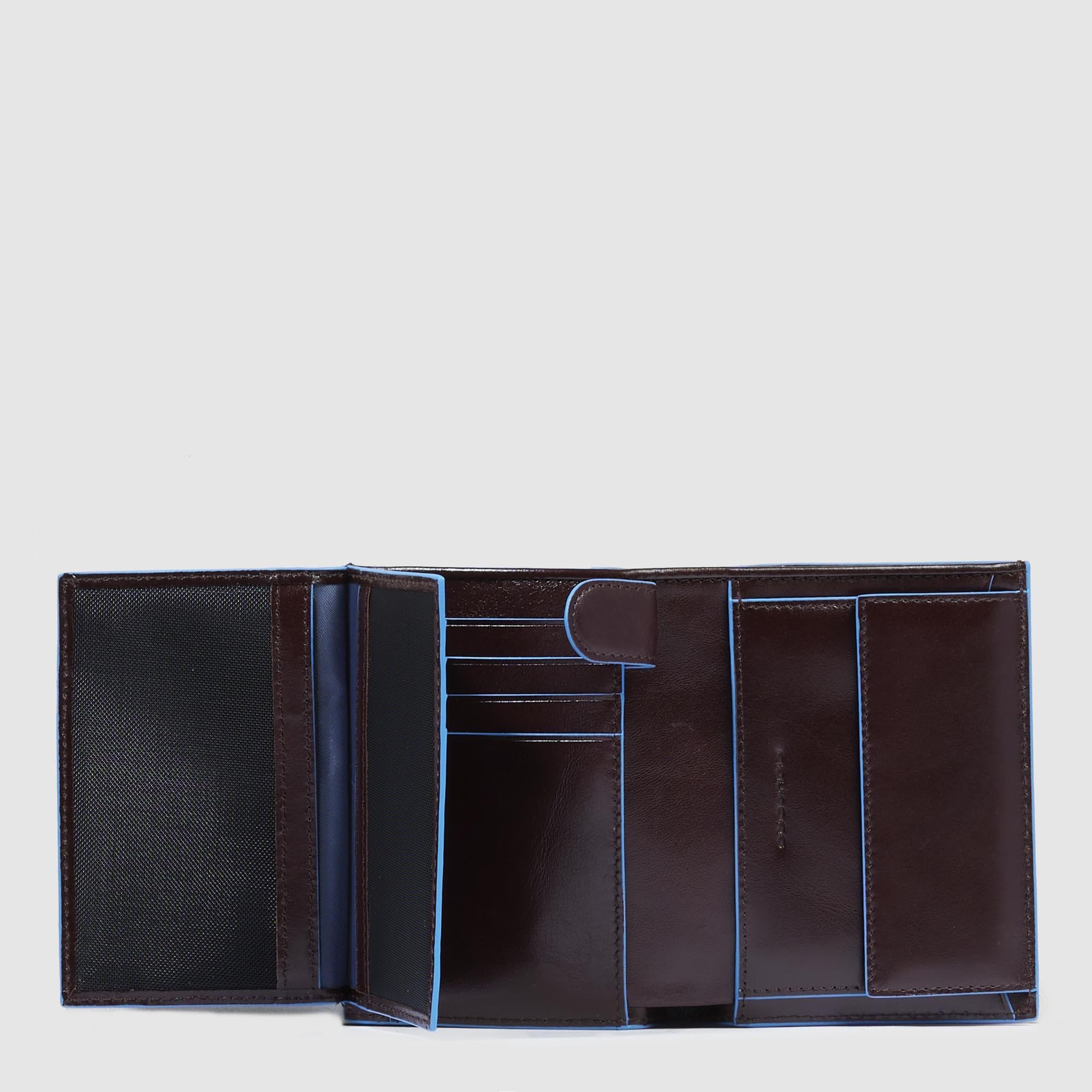 PIQUADRO – Portafoglio verticale in pelle – Qualità premium – Colore Mogano – Uomo