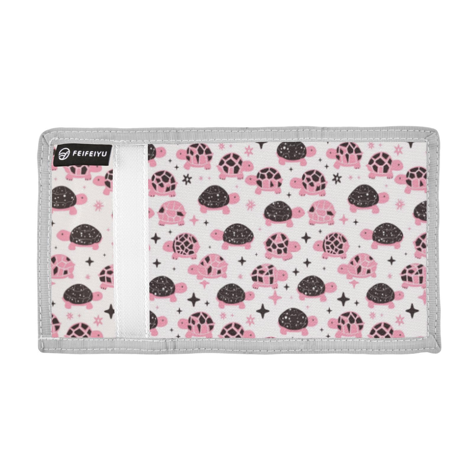 Wusikd Pink Turtle Kids Wallet for Boys Girls Shining Stars Toddler Trifold Wallet Novelty Wallet for Teens Women Men