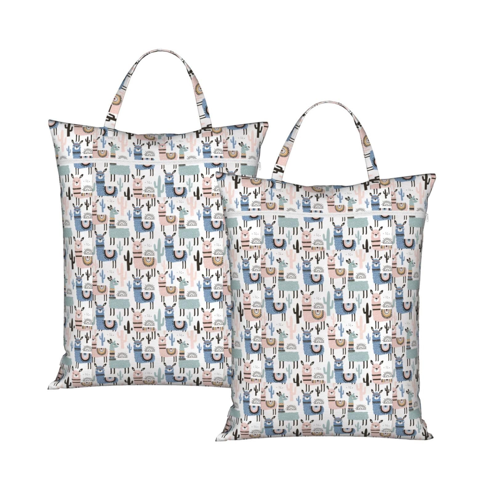 Llama Alpaca Cactus Print Travel Laundry Bag Foldable Lightweight Camping Beach Dorm Weekend Getaways