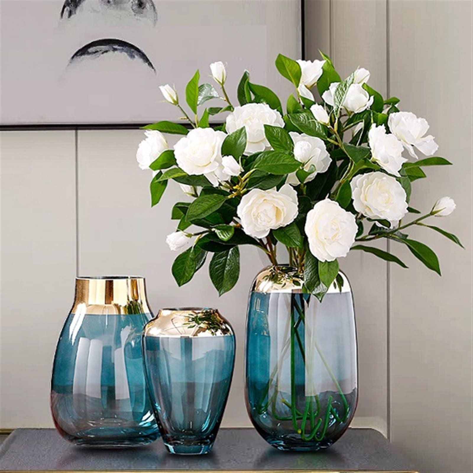 Jarrone Florero de Cristal Decorativo, Moderno, Simple, Transparente, Creativo, arreglo Floral, Muebles for el hogar y la Sala de Estar Maceta(Pequeño)