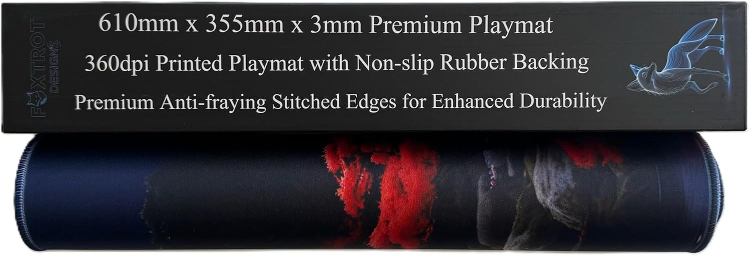 Foxtrot Designs TCG Playmat, Samurai and Cherry Blossoms 24in x 14in, Premium Stitched Edges, Non-Slip Base for MTG and Other Trading Card Games. MTG Playmat. Design (Honor)