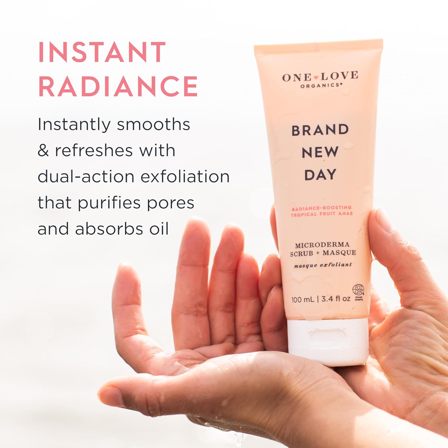 One Love Organics Microderma Scrub & Masque – Exfoliating Face Scrub and Clay Mask for Smooth, Radiant Skin, Certified Organic & Cruelty Free 100 ml - Image 3