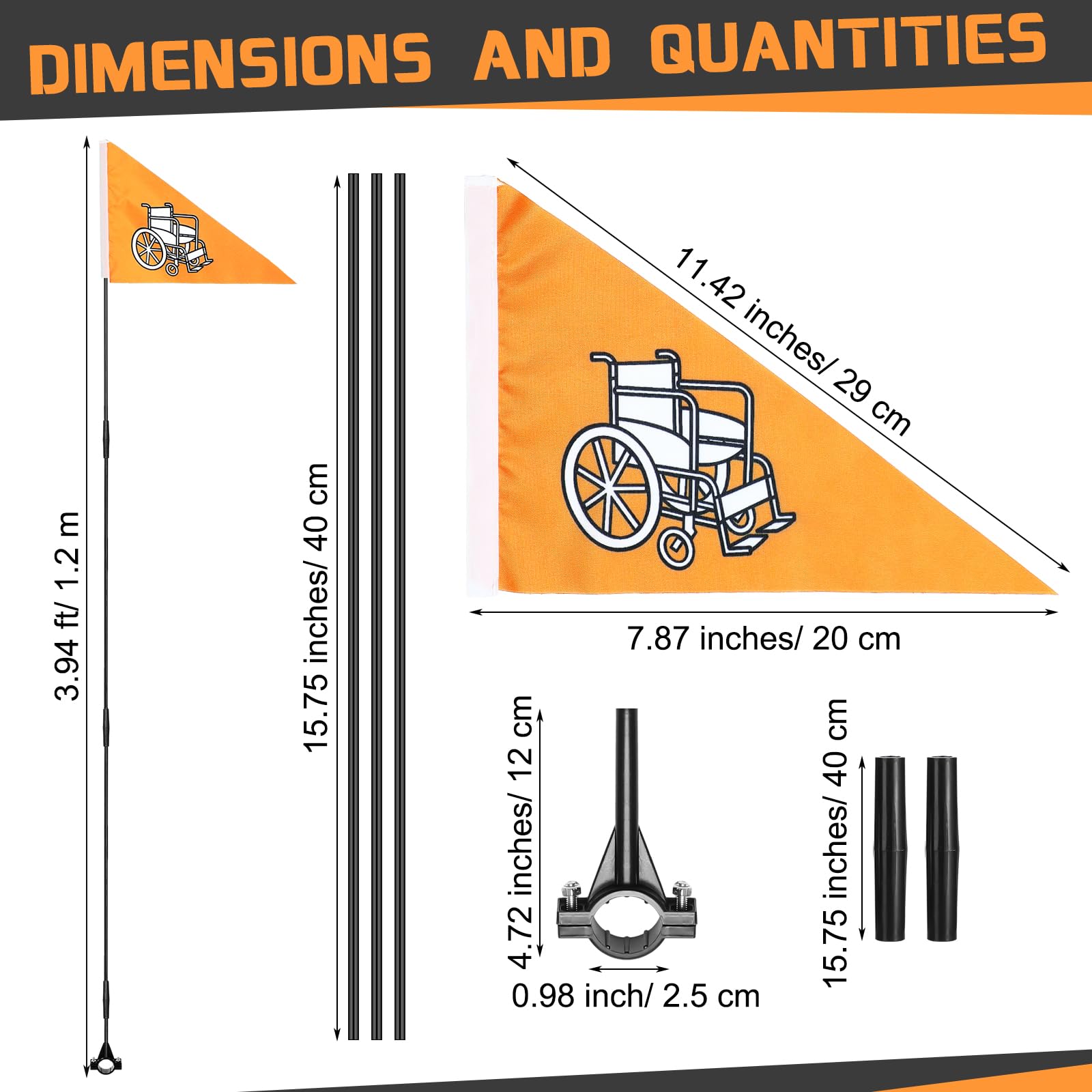 HunnmingRe Wheelchair Safety Flag Handicap Flag With 47