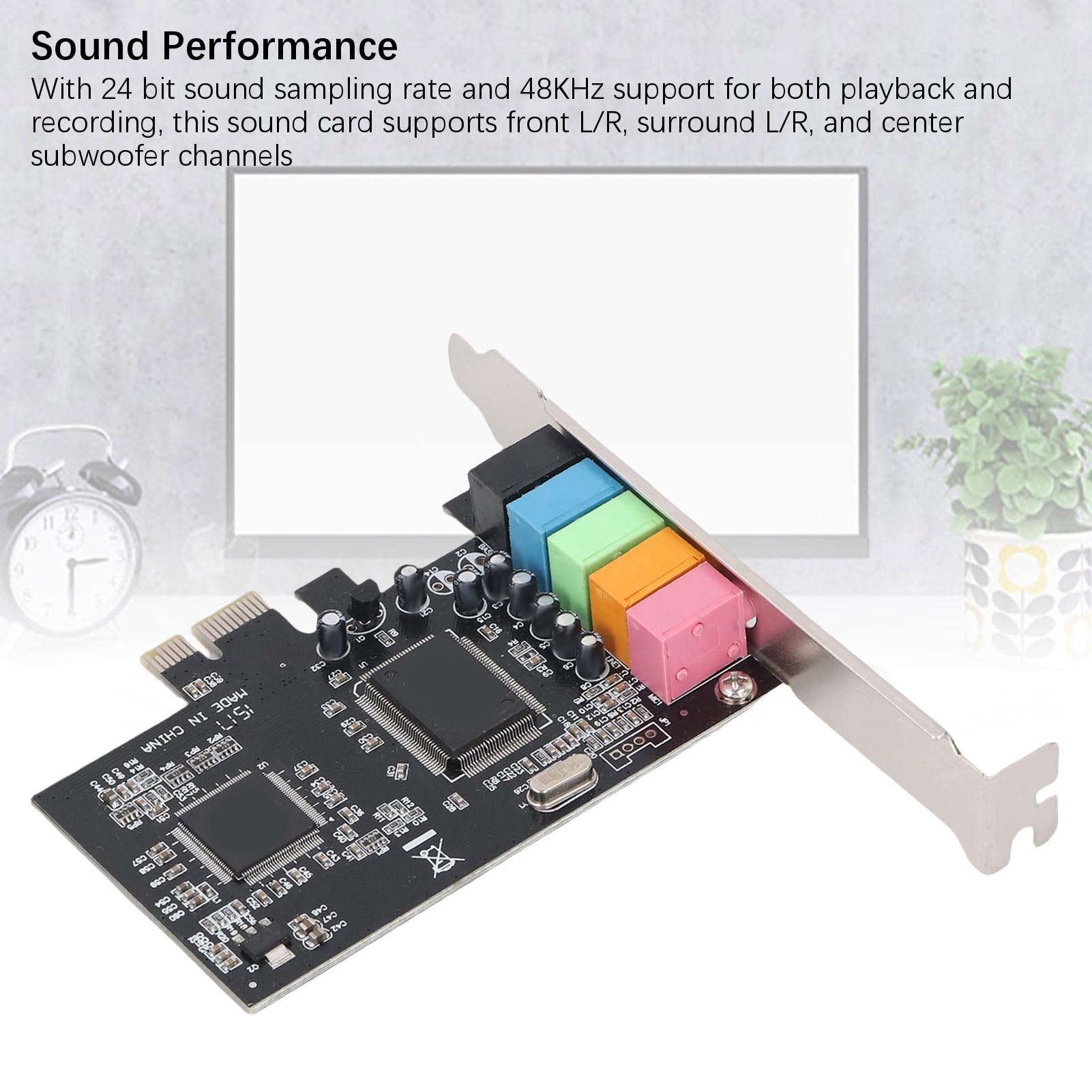 Jectse Tarjeta PCIe -Adapter, Ruisbalans Eliminación 5.1 Tarjeta de Sonido Interna para Escritorio de 32/64 bits -pc