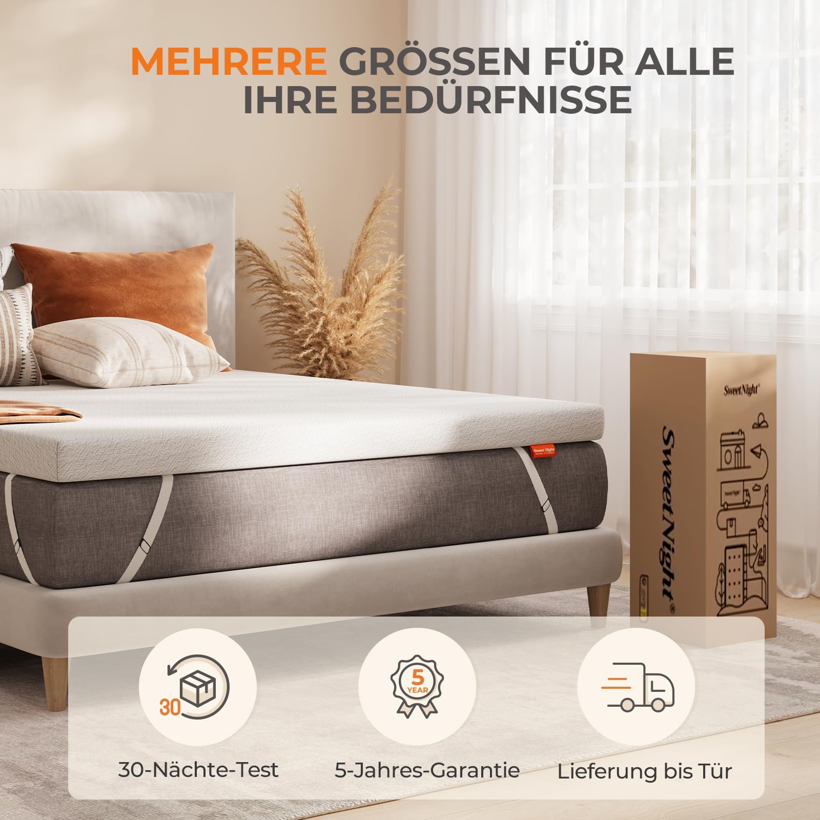 Sweetnight Topper aus Doppelter Schwammkern 180x200cm,10cm Höhe Matratzentopper, H3&H4 Matratzen Topper Matratzenauflage für Bett Boxspringbett Wohnwagen Schlafsofa，Bezug Abnehmbar und Waschbar