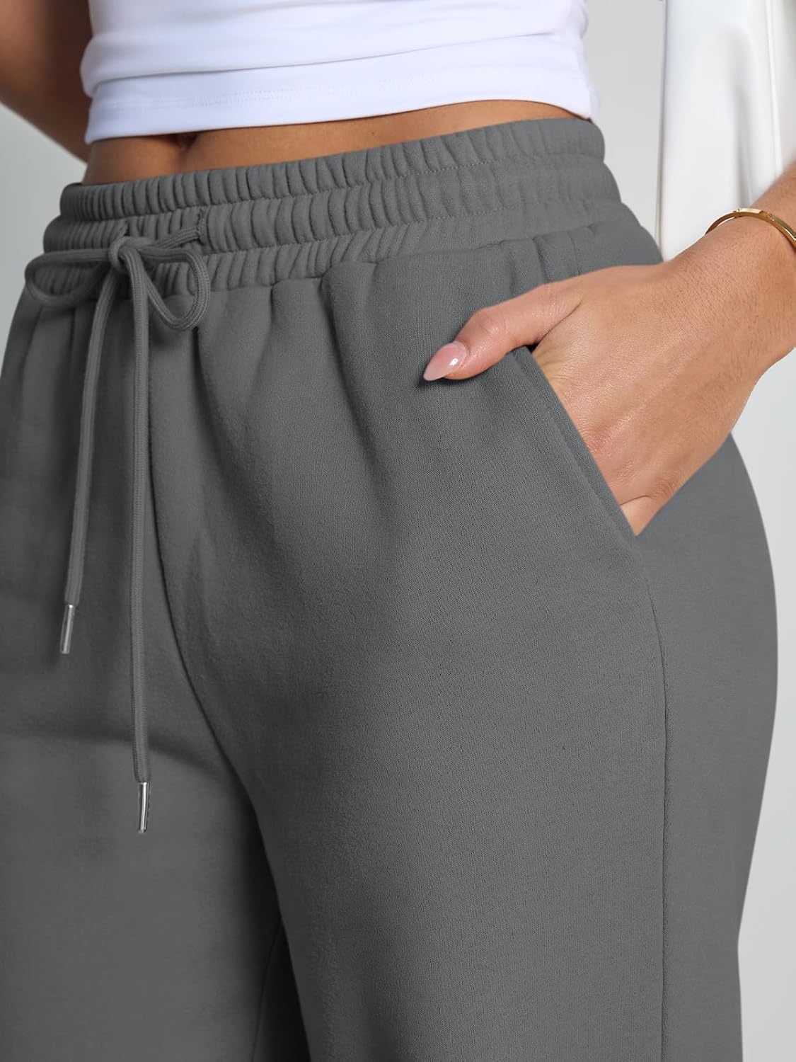 Womens Wide Leg Fleece Lined Sweatpants thumbnail