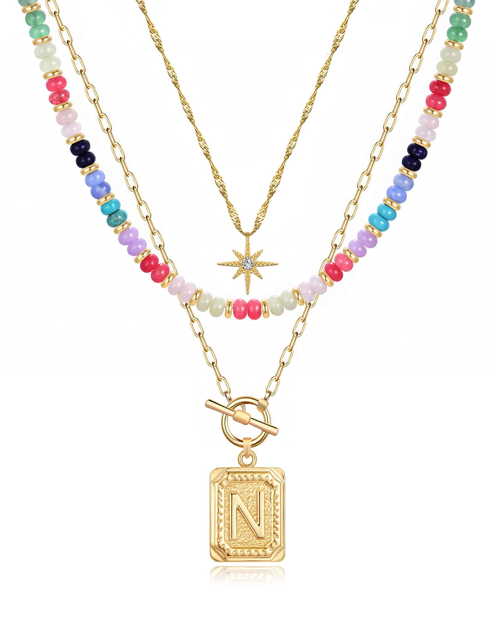 MJartoria Layered Initial Necklace Set