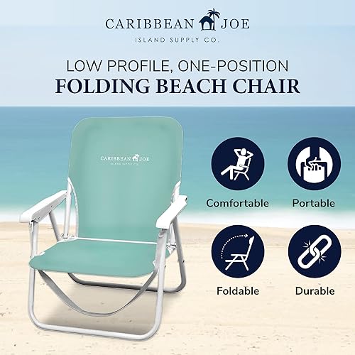 Miniatura 3 de Caribbean Joe Silla de playa plegable, 1 posición, ligera y portátil, plegable, para acampar al aire libre y sombrilla de playa, sombrilla portátil