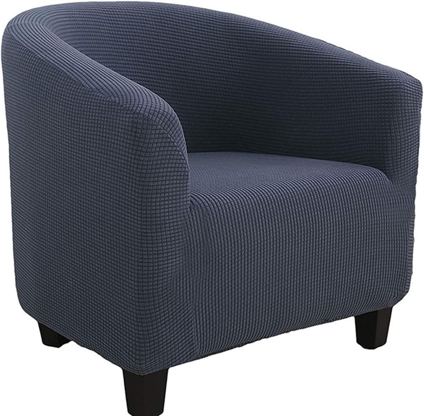 Stretch Jacquard Barrel Chair Cover Solid Color Club Chair Slipcover Washable Barrel Chair Cover Stylish Furniture Protector for Living Room Bedroom Office -Grey-A
