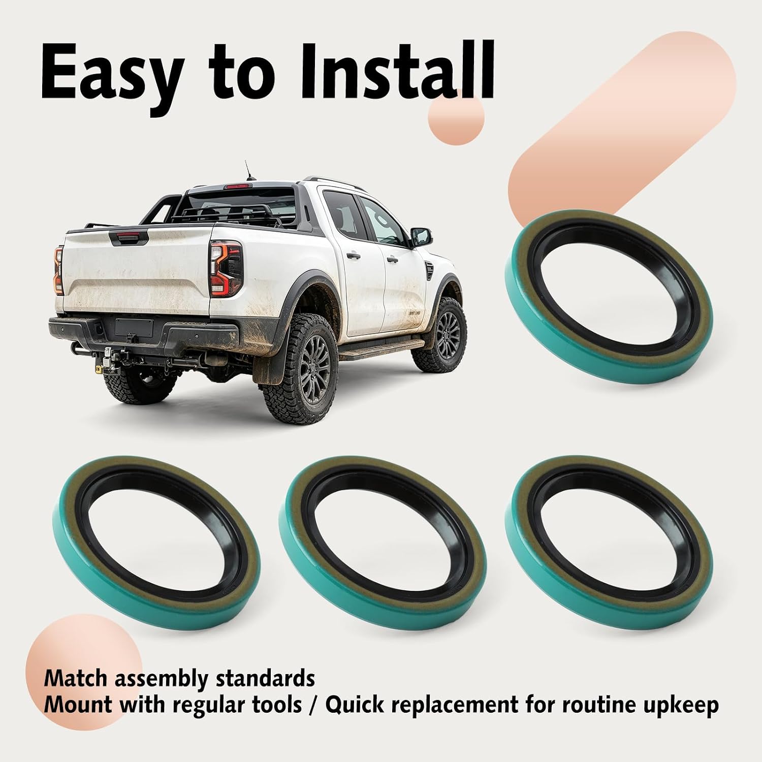 32372 Trailer Axle Grease Seal 2.33 × 1.68 in Double Lip Seal